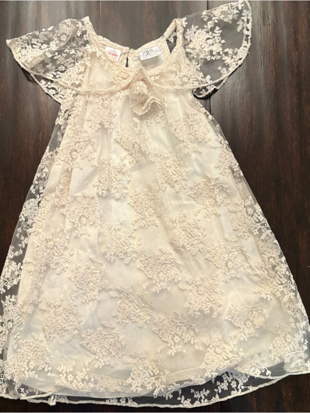 Girls Zara Cream Lace Dress Size 5